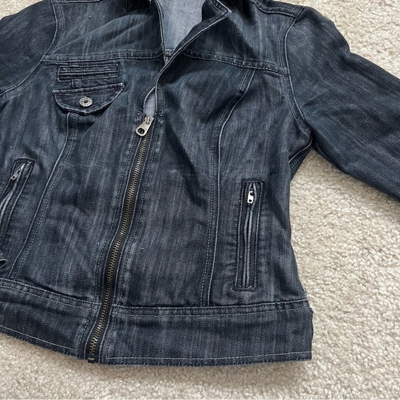 Guess Women’s Moto Blue Jean Jacket‎ Modele Style Size Large - Picture 11 of 16